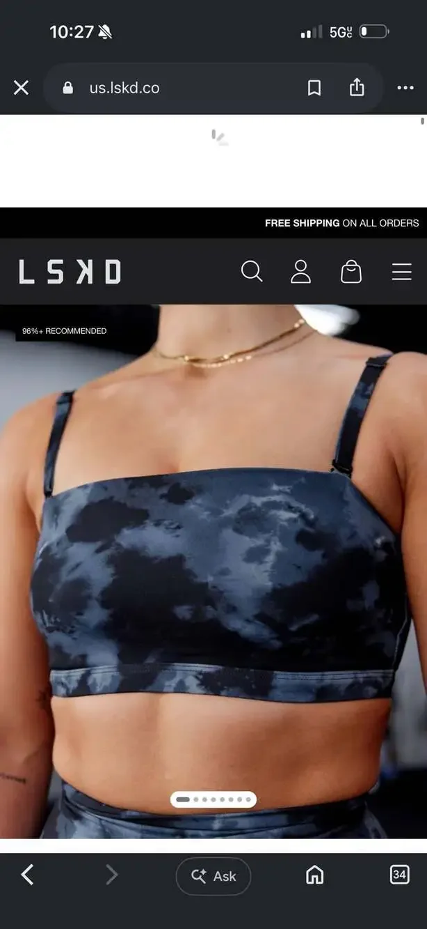 LSKD Black Blue Tie Dye Strappy Sports Bra XL